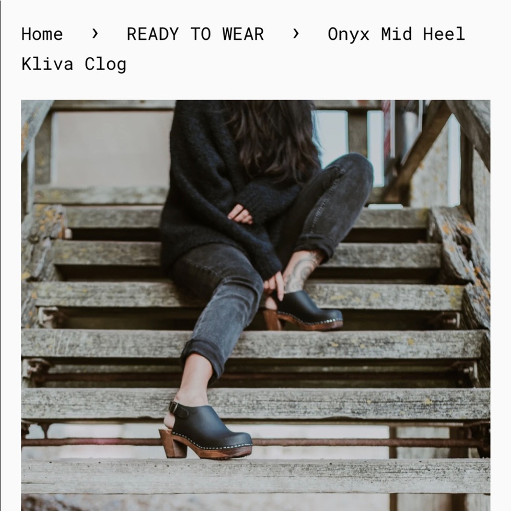 Kitty Clogs Sweden Onyx Kliva Mid Heel 41/9.5